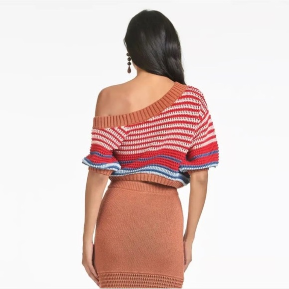 Sachin + Babi Striped Off-Shoulder Sweater - Red, Blue, White - Picture 2 of 3